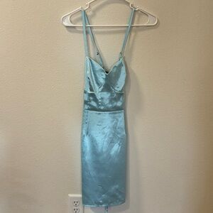Elegant Light Blue Satin Dress
